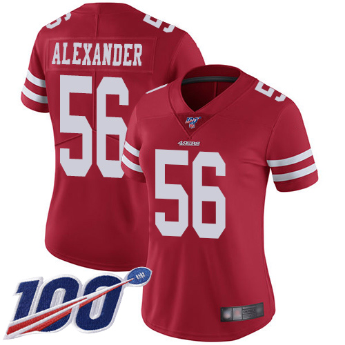 San Francisco 49ers Limited Red Women Kwon Alexander Home NFL Jersey #56 100th Season Vapor Untouchable